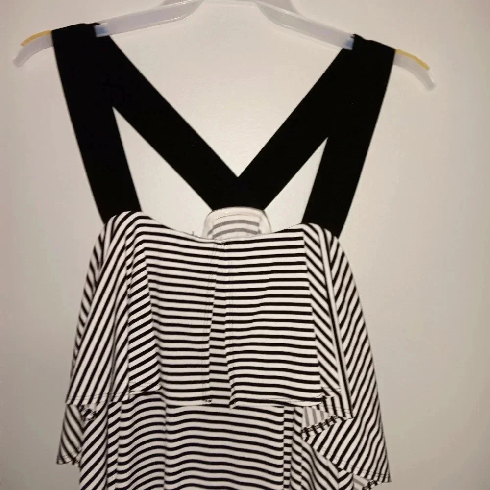 Lane Bryant women's dress size 18/20 stripped black and white ruffle tie… - Picture 2 of 7